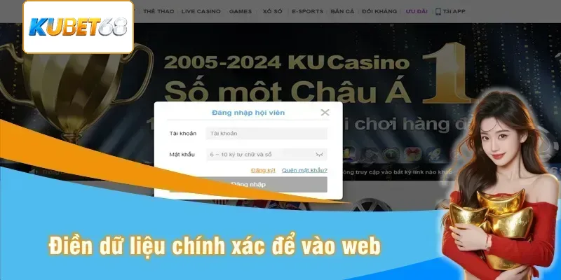 Điền dữ liệu chính xác để vào web trải nghiệm thực tế